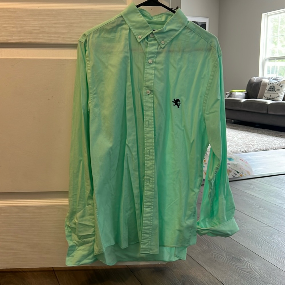 Men’s express mint green button up shirt